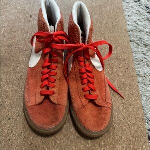 Nike Women's Orange Suede High-Top Sneakers